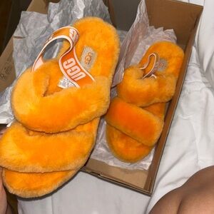 UGG Orange Fluffy Slippers